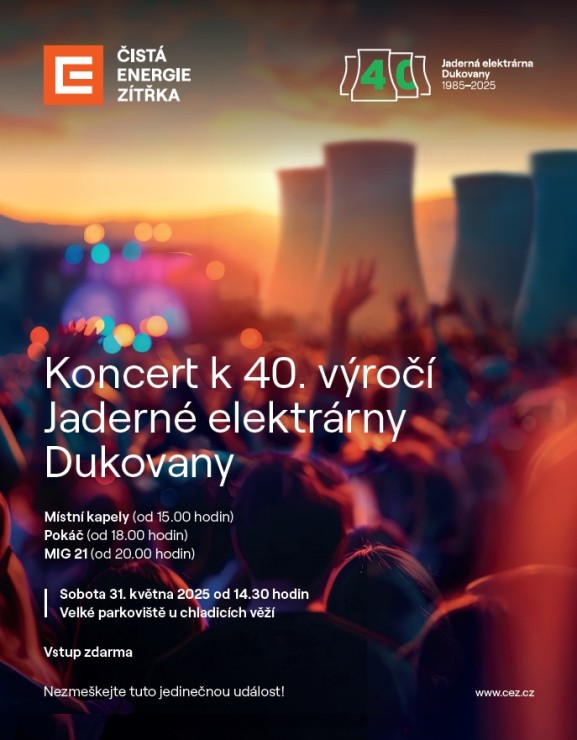 Koncert k 40. výročí Jaderné elektrárny Dukovany